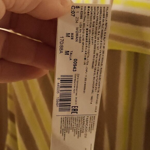 MNG Yellow Tan Striped Cropped Silky Flowy Button Down 6 - Picture 5 of 6